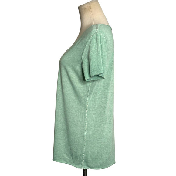 Sunny Studio Paris green short sleeves v neck tee size Medium - Picture 2 of 10